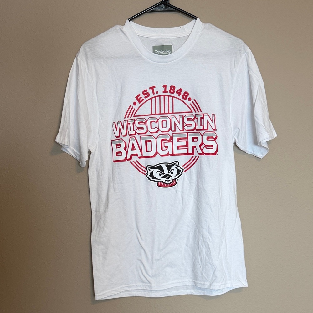 Wisconsin Badgers White Graphic T-Shirt
